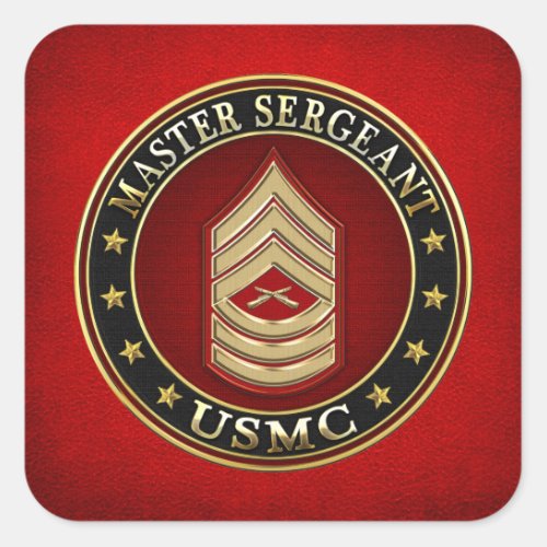 US Marines Master Sergeant USMC MSgt 3D Square Sticker