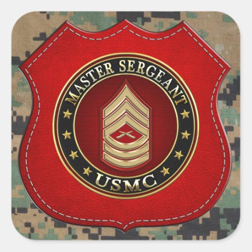 US Marines Master Sergeant USMC MSgt 3D Square Sticker