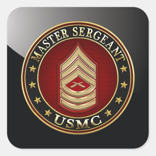 US Marines Master Sergeant USMC MSgt 3D Square Sticker