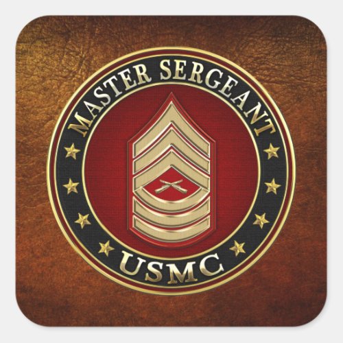 US Marines Master Sergeant USMC MSgt 3D Square Sticker