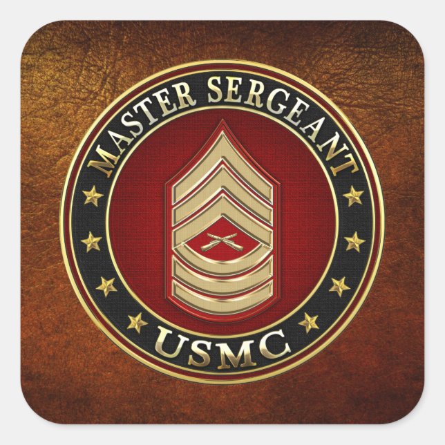 U.S. Marines: Master Sergeant (USMC MSgt) [3D] Square Sticker (Front)