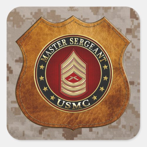 US Marines Master Sergeant USMC MSgt 3D Square Sticker