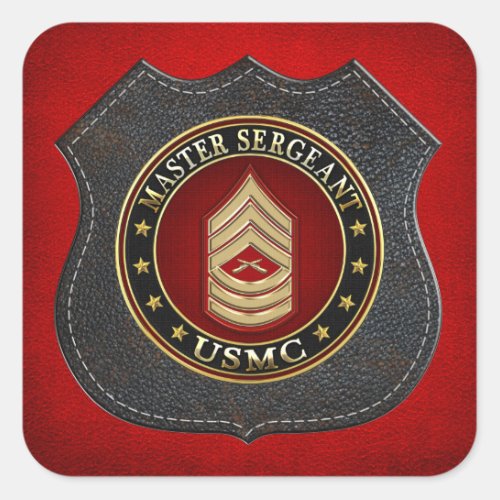 US Marines Master Sergeant USMC MSgt 3D Square Sticker