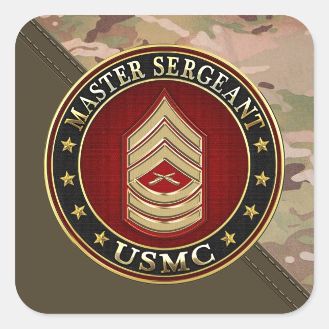 U.S. Marines: Master Sergeant (USMC MSgt) [3D] Square Sticker (Front)