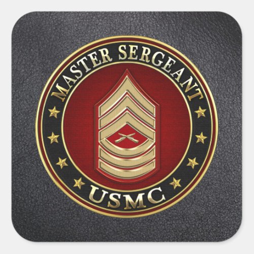 US Marines Master Sergeant USMC MSgt 3D Square Sticker