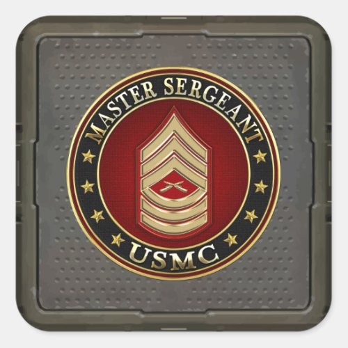 US Marines Master Sergeant USMC MSgt 3D Square Sticker