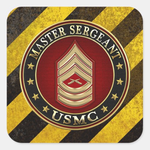 US Marines Master Sergeant USMC MSgt 3D Square Sticker