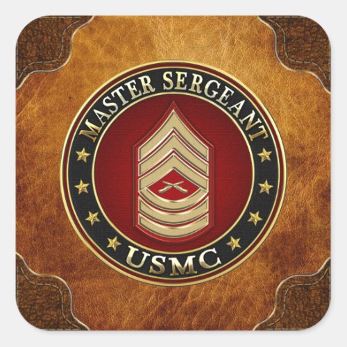 US Marines Master Sergeant USMC MSgt 3D Square Sticker