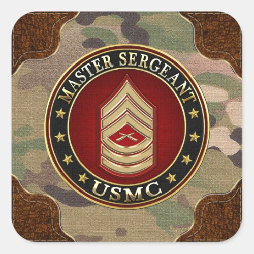 US Marines Master Sergeant USMC MSgt 3D Square Sticker