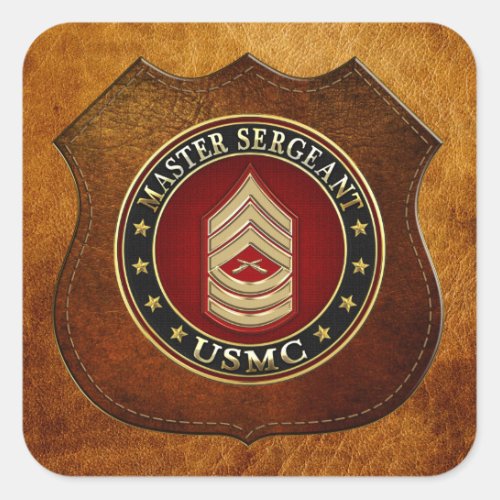 US Marines Master Sergeant USMC MSgt 3D Square Sticker