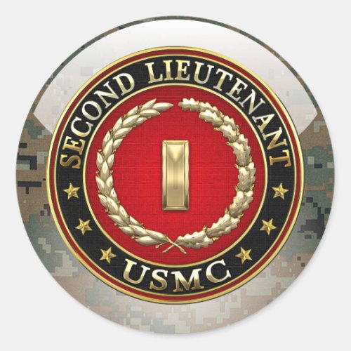 US Marines Second Lieutenant USMC 2ndLt 3D Classic Round Sticker