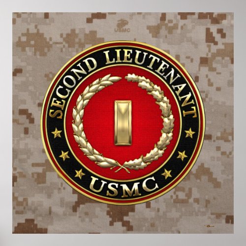 US Marines Second Lieutenant USMC 2ndLt 3D Poster