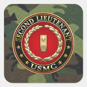 U.S. Marines: Second Lieutenant (USMC 2ndLt) [3D] Square Sticker
