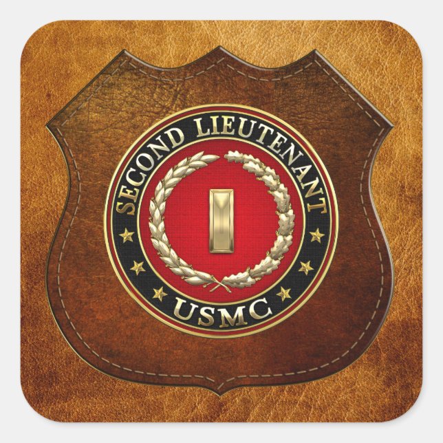 U.S. Marines: Second Lieutenant (USMC 2ndLt) [3D] Square Sticker (Front)