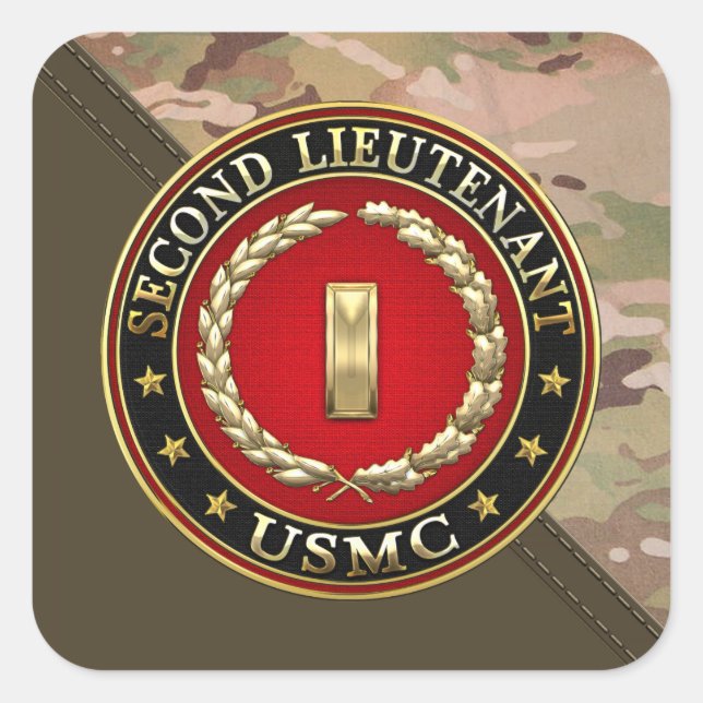 U.S. Marines: Second Lieutenant (USMC 2ndLt) [3D] Square Sticker (Front)