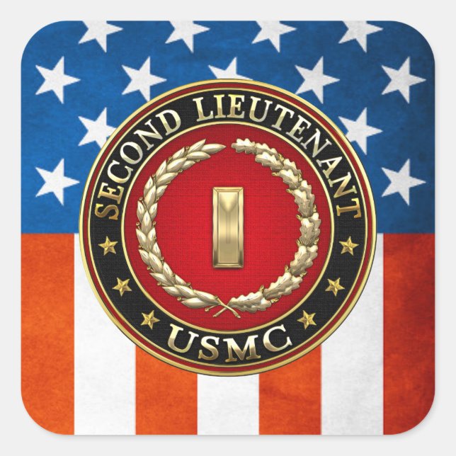 U.S. Marines: Second Lieutenant (USMC 2ndLt) [3D] Square Sticker (Front)