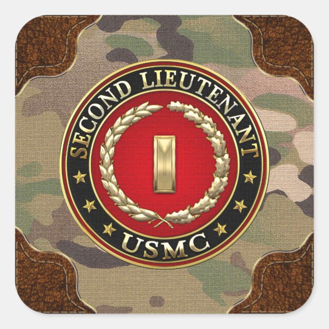 U.S. Marines: Second Lieutenant (USMC 2ndLt) [3D] Square Sticker (Front)
