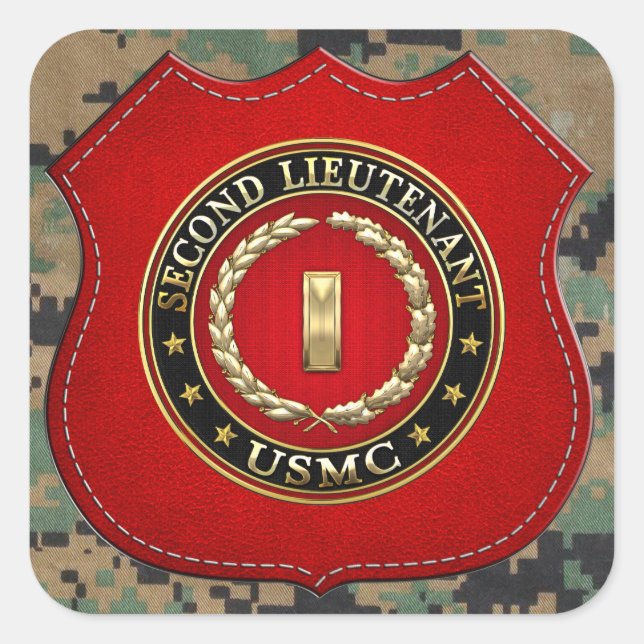 U.S. Marines: Second Lieutenant (USMC 2ndLt) [3D] Square Sticker (Front)