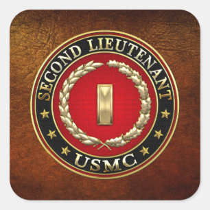U.S. Marines: Second Lieutenant (USMC 2ndLt) [3D] Square Sticker