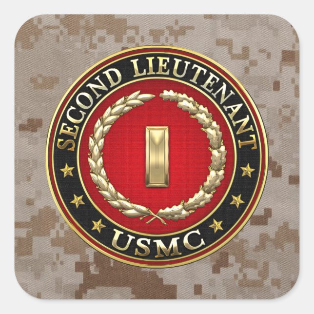 U.S. Marines: Second Lieutenant (USMC 2ndLt) [3D] Square Sticker (Front)