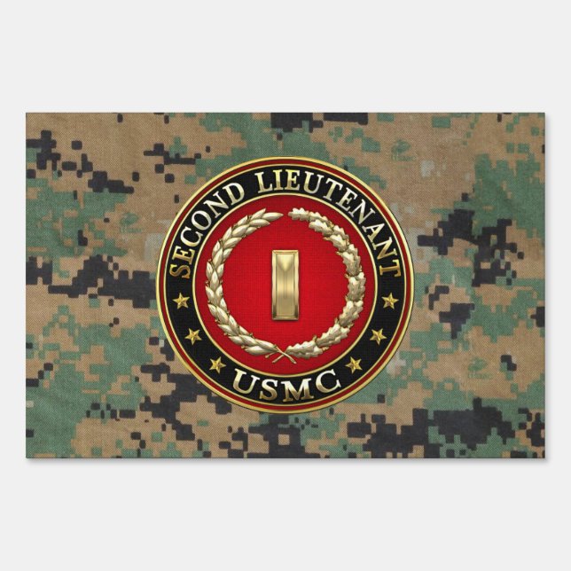 U.S. Marines: Second Lieutenant (USMC 2ndLt) [3D] Yard Sign (Front)