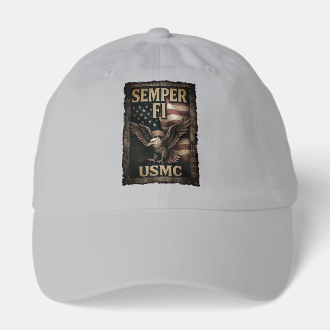 U.S. Marines Semper Fi Distressed Design BALL CAP (Front)