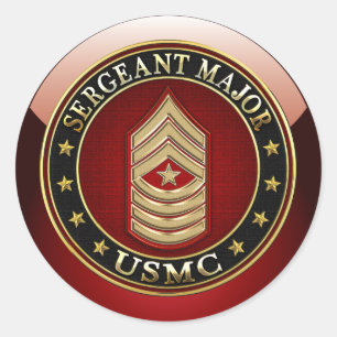 U.S. Marines: Sergeant Major (USMC SgtMaj) [3D] Classic Round Sticker