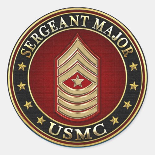 US Marines Sergeant Major USMC SgtMaj 3D Classic Round Sticker