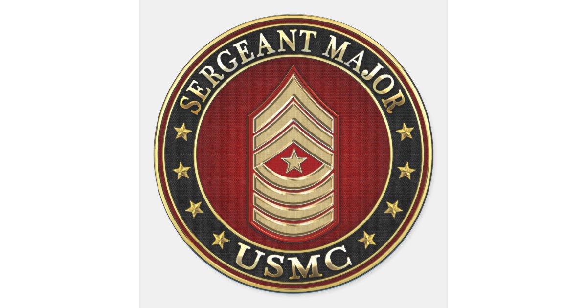 U.S. Marines: Sergeant Major (USMC SgtMaj) [3D] Classic Round Sticker ...