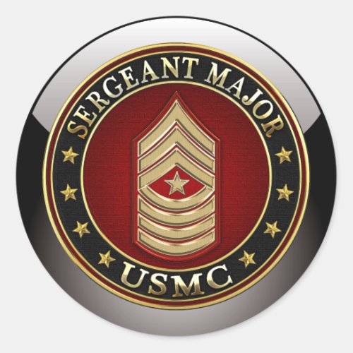 US Marines Sergeant Major USMC SgtMaj 3D Classic Round Sticker