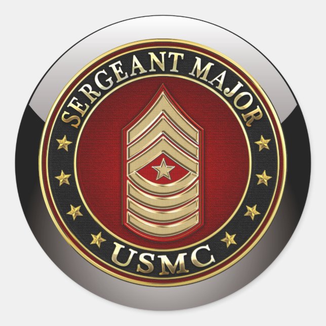 U.S. Marines: Sergeant Major (USMC SgtMaj) [3D] Classic Round Sticker (Front)