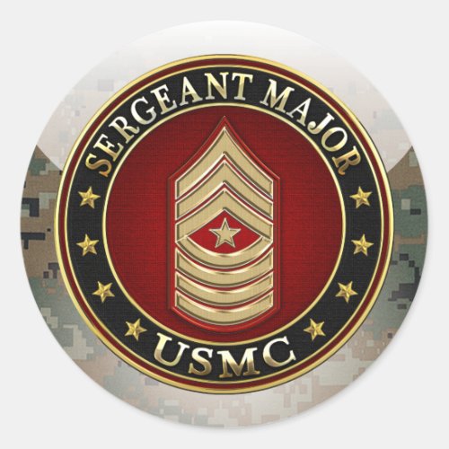 US Marines Sergeant Major USMC SgtMaj 3D Classic Round Sticker