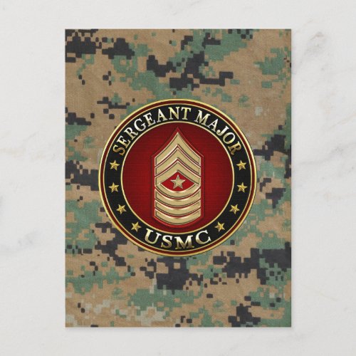 US Marines Sergeant Major USMC SgtMaj 3D Postcard