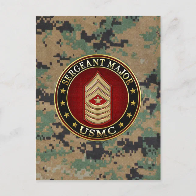 U.S. Marines: Sergeant Major (USMC SgtMaj) [3D] Postcard | Zazzle