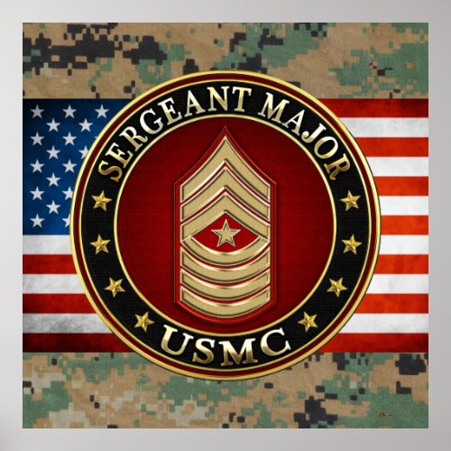 US Marines Sergeant Major USMC SgtMaj 3D Poster