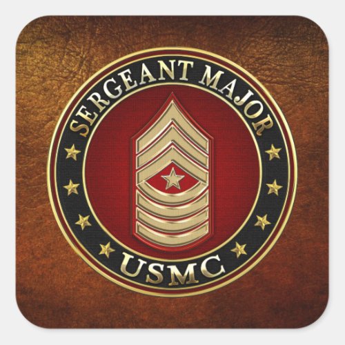 US Marines Sergeant Major USMC SgtMaj 3D Square Sticker