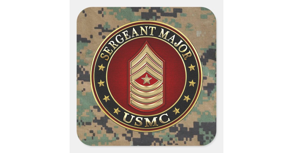 U.S. Marines: Sergeant Major (USMC SgtMaj) [3D] Square Sticker | Zazzle