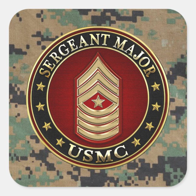 U.S. Marines: Sergeant Major (USMC SgtMaj) [3D] Square Sticker (Front)