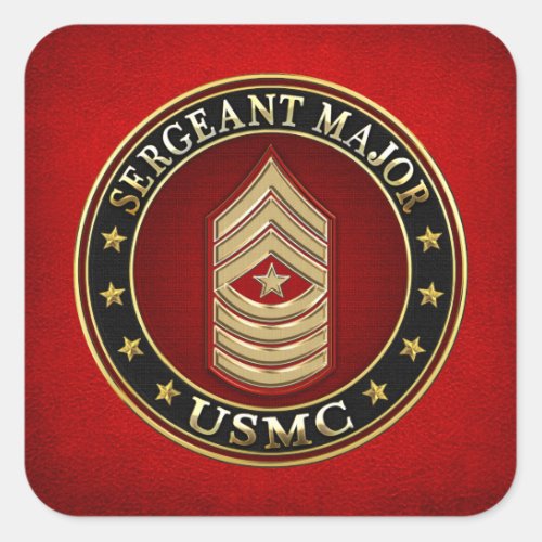 US Marines Sergeant Major USMC SgtMaj 3D Square Sticker