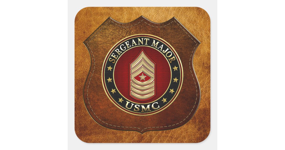 U.S. Marines: Sergeant Major (USMC SgtMaj) [3D] Square Sticker | Zazzle