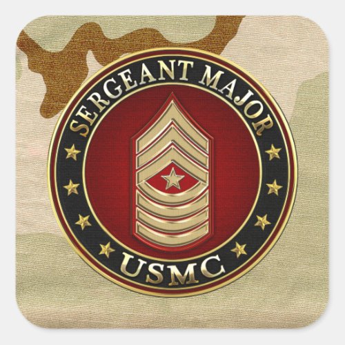 US Marines Sergeant Major USMC SgtMaj 3D Square Sticker