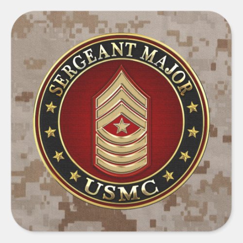 US Marines Sergeant Major USMC SgtMaj 3D Square Sticker