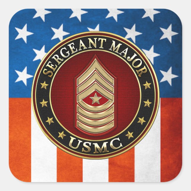 U.S. Marines: Sergeant Major (USMC SgtMaj) [3D] Square Sticker (Front)