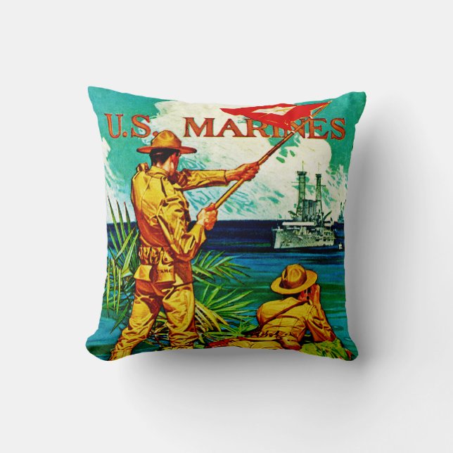 U.S. Marines ~ Signal Flag Throw Pillow (Front)