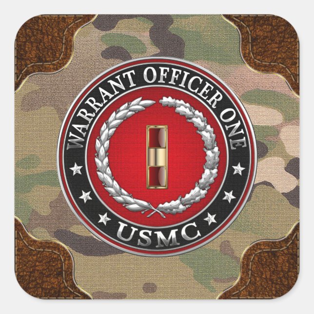 U.S. Marines: Warrant Officer One (USMC WO-1) [3D] Square Sticker (Front)