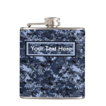 U.s. Military Blue Camouflage  6 Oz Flask by ForEverProud at Zazzle
