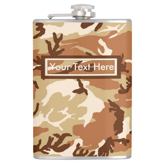 U.S. Military Desert Sand Camo 6 oz or 8 oz Flask (Front)
