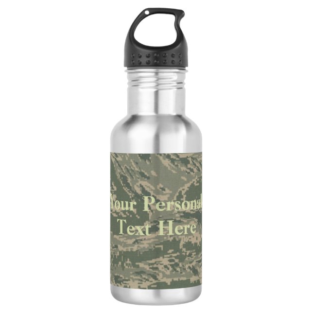 U.S. Military Green Camouflage Stainless Steel Water Bottle (Front)