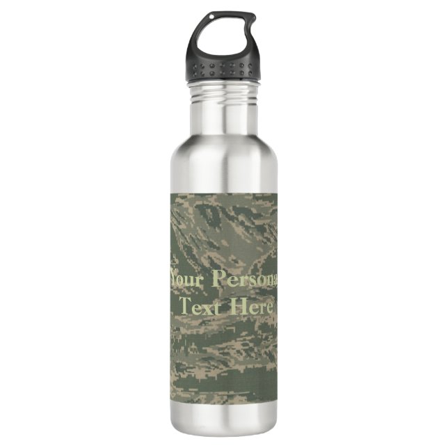 U.S. Military Green Camouflage Stainless Steel Water Bottle (Front)