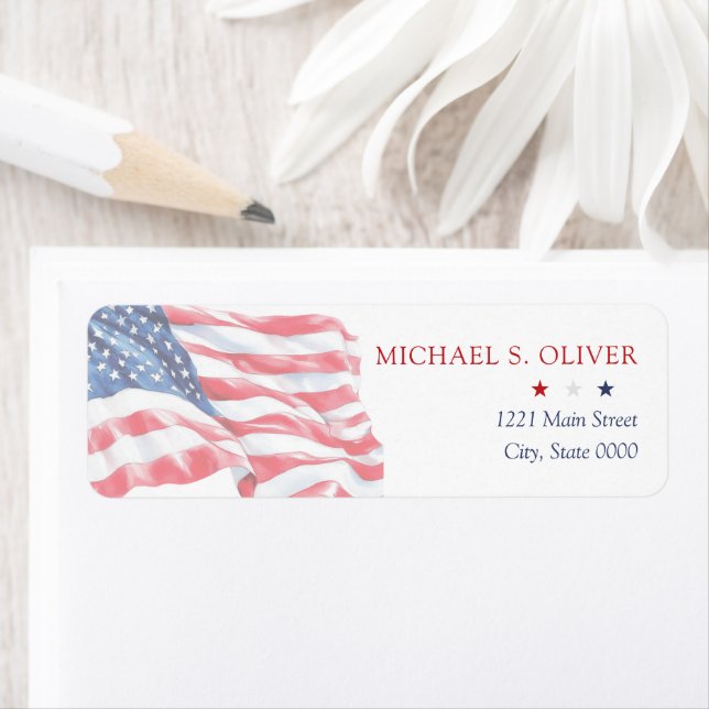 U.S. Military Retirement Patriotic American Flag Label (Insitu)